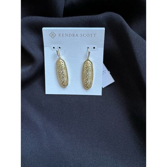 NWT Kendra Scott Brenna Gold Tone Filigree Earrings - Picture 3 of 5
